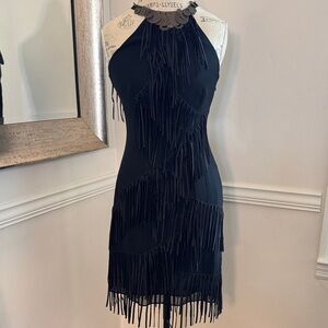 Karen Millen Black Metal & Fringe Dress | Size 6